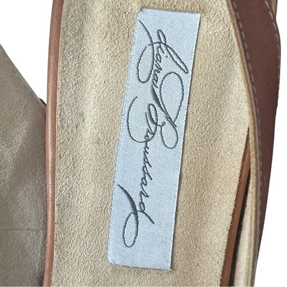 Diana Broussard Leather Laced Sling Back Heels, Nude, Italian, Sophisticated 10 - Picture 6 of 8